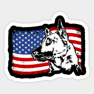 Proud Belgian Malinois American Flag patriotic gift K9 dog Sticker